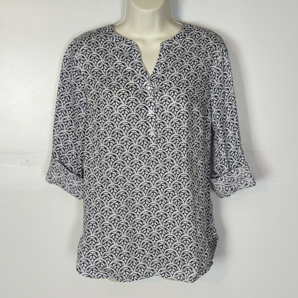 Talbots 100% Linen Popover Shirt